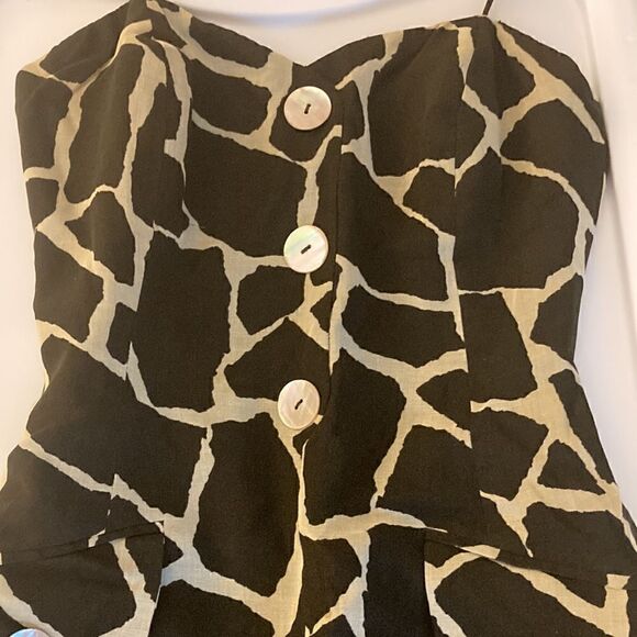 Bill Blass Dress In Giraffe Print with spaghetti straps and Lace Trim on Hem. - Picture 3 of 7